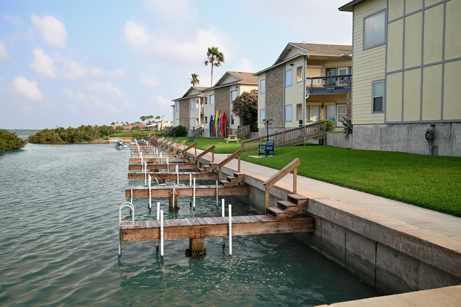 Waterfront views with private docks at Laguna Vista