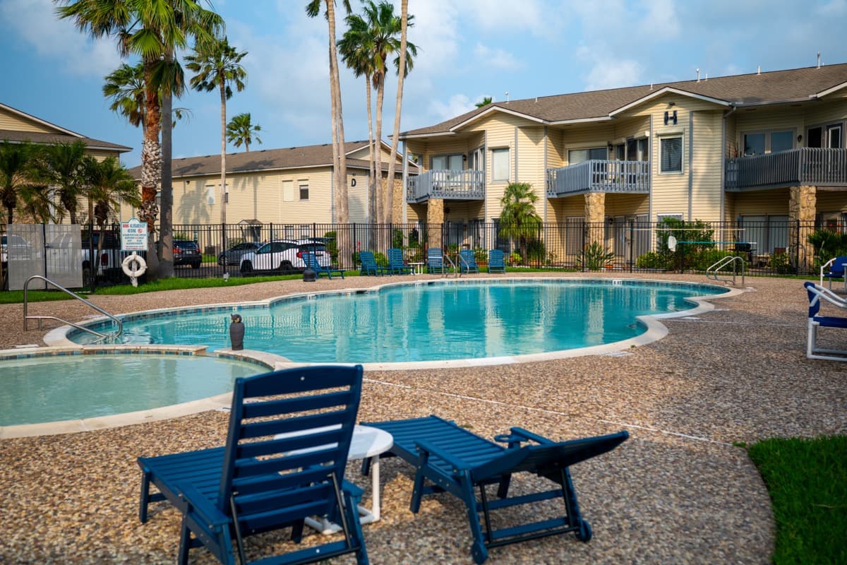 Resort pool with palm trees